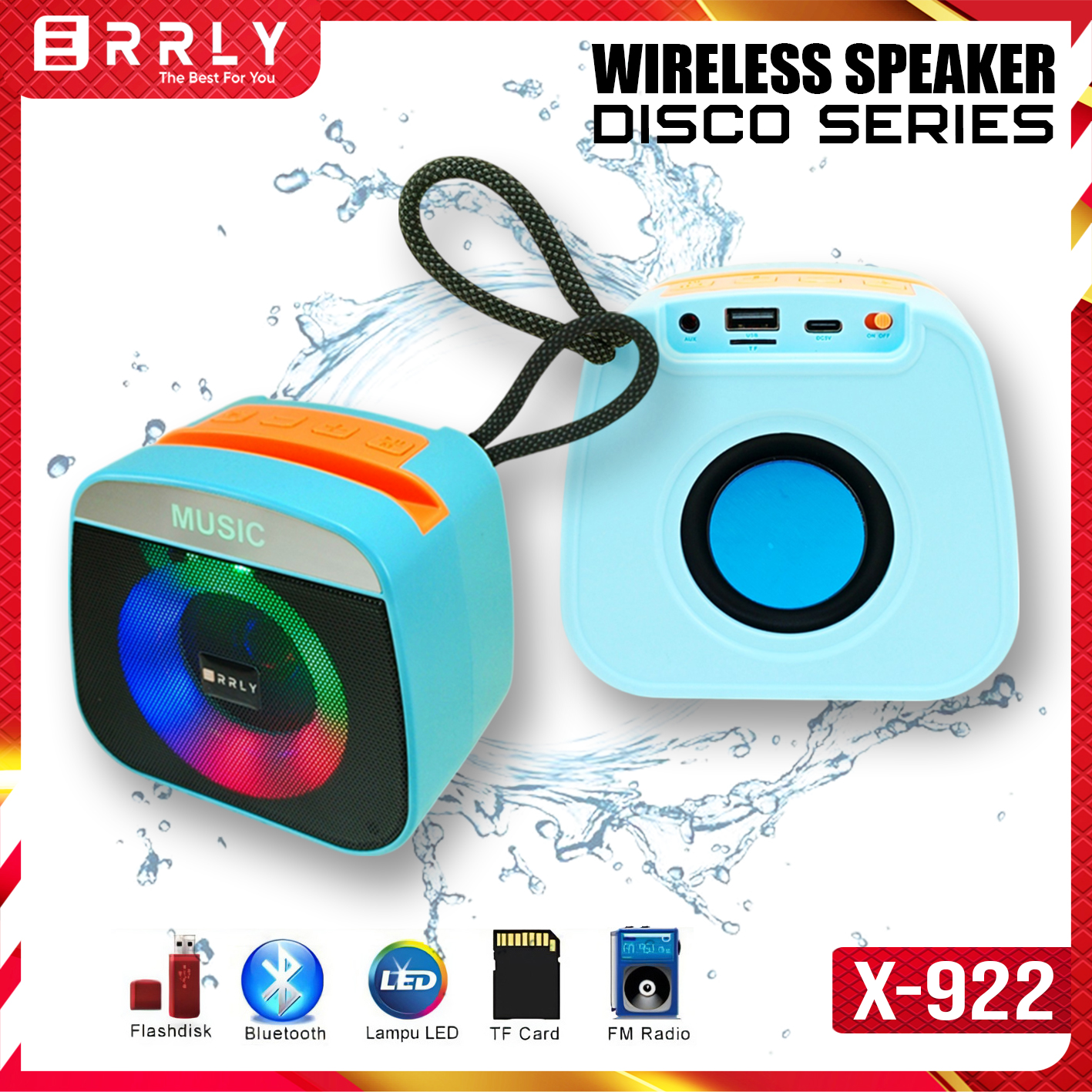 X-922 Bluetooth, USB, AUX, SD Card & FM Radio Supported Stylish RGB Lighting Disco Series Speaker - Image 2