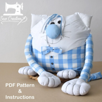 Stuffed Cat Cushion Cover Sewing Pattern