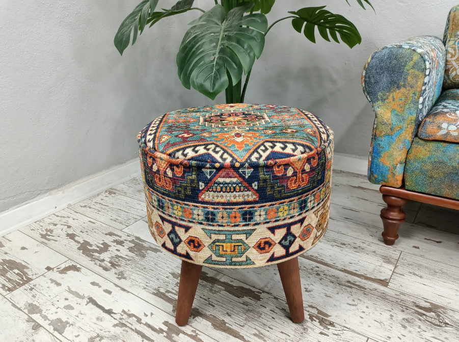 Round pouf stool