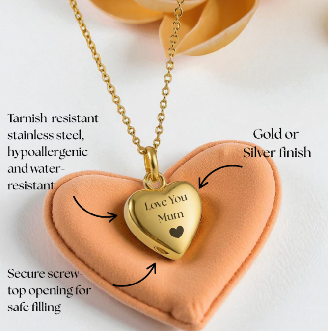 Personalized Cremation Heart Urn Necklace - Image 4