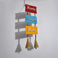 Handicraft Home Sweet Home Wall Hanging, 12 Inch Decorative Jute Material, Multi-Color, Made in Bangladesh