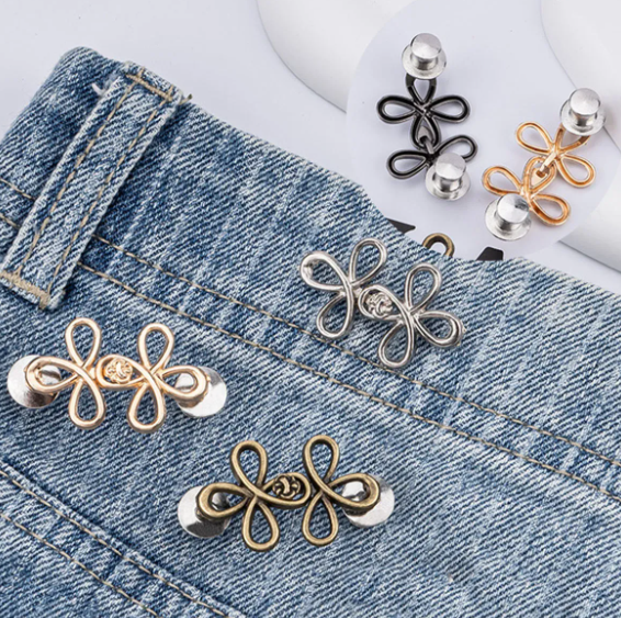 Clover Waist Button Fastener Adjustable Metal Jeans Buttons - Tighteners for Loose Denim, Instant No-Sew for Denim Trousers - Image 5
