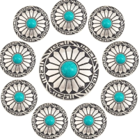 Conchos Screw Back Round Metal Decorative Conchos Flat Round with Sunflowers Pattern for DIY Luggage and Hardware Accessaries