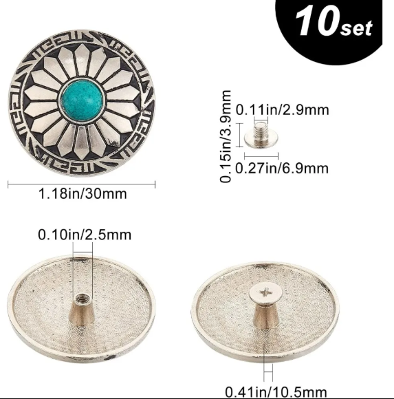 Conchos Screw Back Round Metal Decorative Conchos Flat Round with Sunflowers Pattern for DIY Luggage and Hardware Accessaries - Image 2