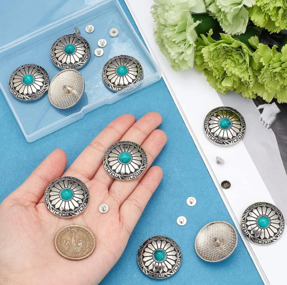 Conchos Screw Back Round Metal Decorative Conchos Flat Round with Sunflowers Pattern for DIY Luggage and Hardware Accessaries - Image 3