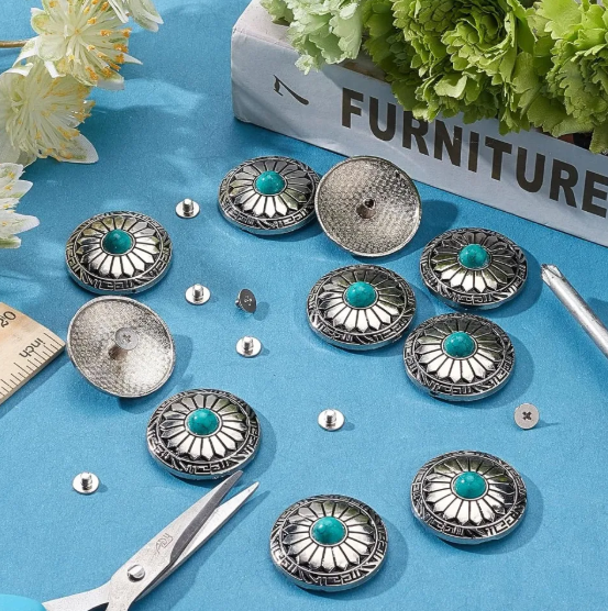 Conchos Screw Back Round Metal Decorative Conchos Flat Round with Sunflowers Pattern for DIY Luggage and Hardware Accessaries - Image 6