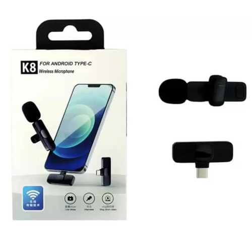 K8 Collar Wireless Microphone for Type C Mobiles / K8 Wireless Lavalier Microphone Type C Supported (Single Mic & Single Type C Receiver) - Image 2